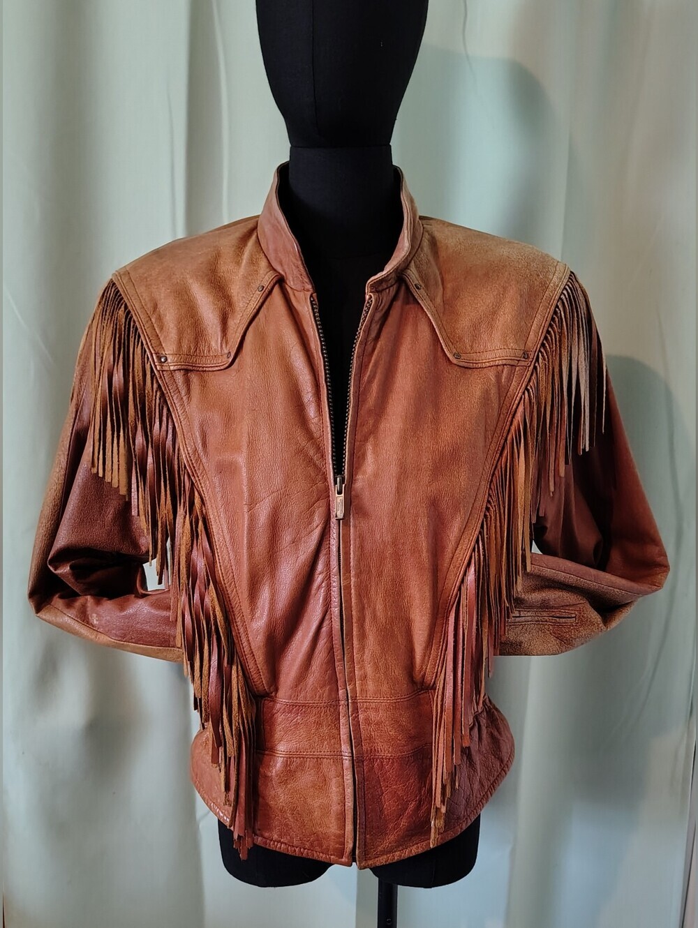 Wilsons Leather Fringe Tassel Jacket Burnt Orange Women 80s Vintage Retro Medium - Picture 13 of 16